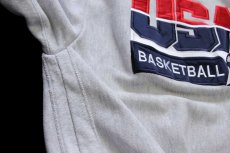 画像5: リサイズ★90s USA製 Championチャンピオン USA BASKETBALL アップリケ&刺繍 リバースウィーブ スウェット 杢グレー (5)