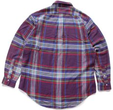 画像2: 90s ラルフローレン マドラスチェック ボタンダウン コットン フランネルシャツ L (2)