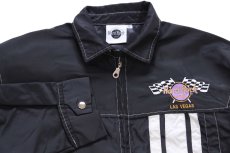 画像3: 90s Hard Rock HOTEL ハードロック ホテル LAS VEGAS チェッカーフラッグ 刺繍 チンスト付き ナイロン レーシングジャケット 黒 S (3)