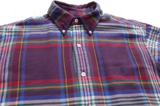 画像3: 90s ラルフローレン マドラスチェック ボタンダウン コットン フランネルシャツ L (3)