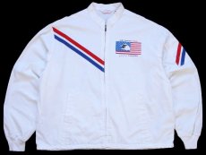 画像1: 80s USA製 米軍 ARMY NATIONAL GUARD 星条旗 イーグル スタンドカラー ジャケット 白 XL (1)