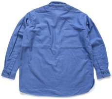 画像2: 80s L.L.Bean 無地 コットン シャモアクロスシャツ ブルーグレー 16.5 (2)