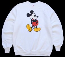 画像1: 80s USA製 Disneyディズニー ミッキー マウス スウェット 白 L★RUSSELLラッセル (1)