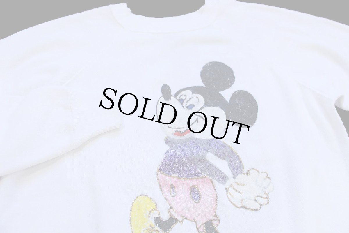 画像3: 80s USA製 Pannill BY Hanes ミッキー マウス ハンドペイント アート スウェット 白 L (3)