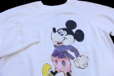 画像3: 80s USA製 Pannill BY Hanes ミッキー マウス ハンドペイント アート スウェット 白 L (3)