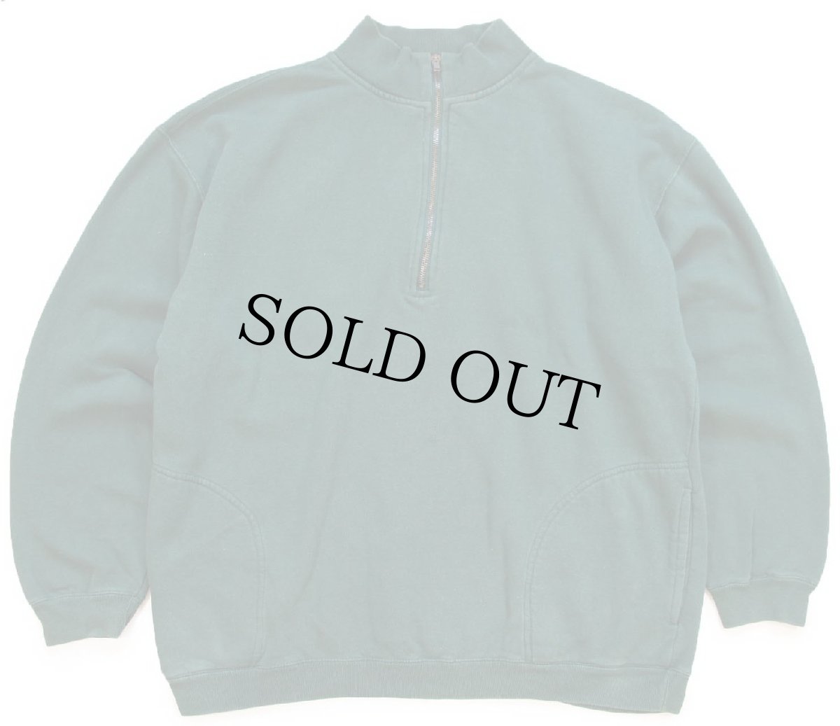 画像1: 90s GAPギャップ 無地 ハイネック ハーフジップ スウェット 緑 L★ブランク (1)