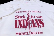 画像3: 80s USA製 WEST MECKLENBURG INDIANS WRESTLERETTES 矢じり ペンキ飛び スウェット 白 L★RUSSELLラッセル (3)
