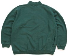 画像2: 90s GAPギャップ 無地 ハイネック ハーフジップ スウェット 緑 L★ブランク (2)