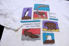 画像3: 90s USA製 ENDANGERED MEANS WE HAVE TIME アニマル アート スウェット ボロ 白 XL (3)