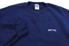 画像3: 90s USA製 RUSSELLラッセル METRO 刺繍 前V スウェット 紺 XL (3)