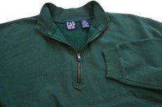 画像3: 90s GAPギャップ 無地 ハイネック ハーフジップ スウェット 緑 L★ブランク (3)