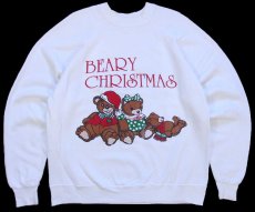 画像1: 80s USA製 BEARY CHRISTMAS テディベア スウェット 白 M (1)