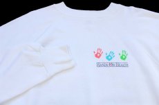 画像3: 80s USA製 HANDS-ON-HEALTH 手形 両面プリント スウェット 白 XL (3)