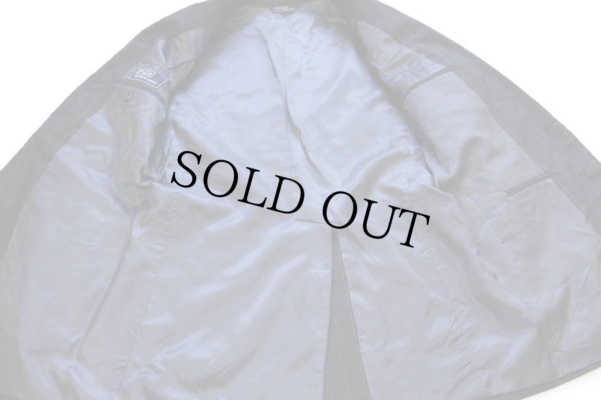 画像6: 80s USA製 ポロ ラルフローレン ピンストライプ 2つボタン ウール テーラードジャケット チャコールグレー★ブレザー (6)