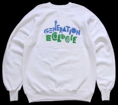 画像2: 90s USA製 Hanes GENERATION ECOLOGIE 刺繍 スウェット 白 L (2)