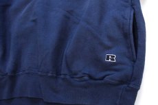 画像5: 00s メキシコ製 RUSSELLラッセル 無地 スウェットパーカー 紺 フェード XL★フーディー ブランク (5)