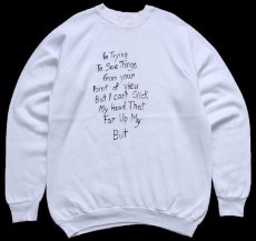 画像1: 90s USA製 手書き メッセージ スウェット 白 XL (1)