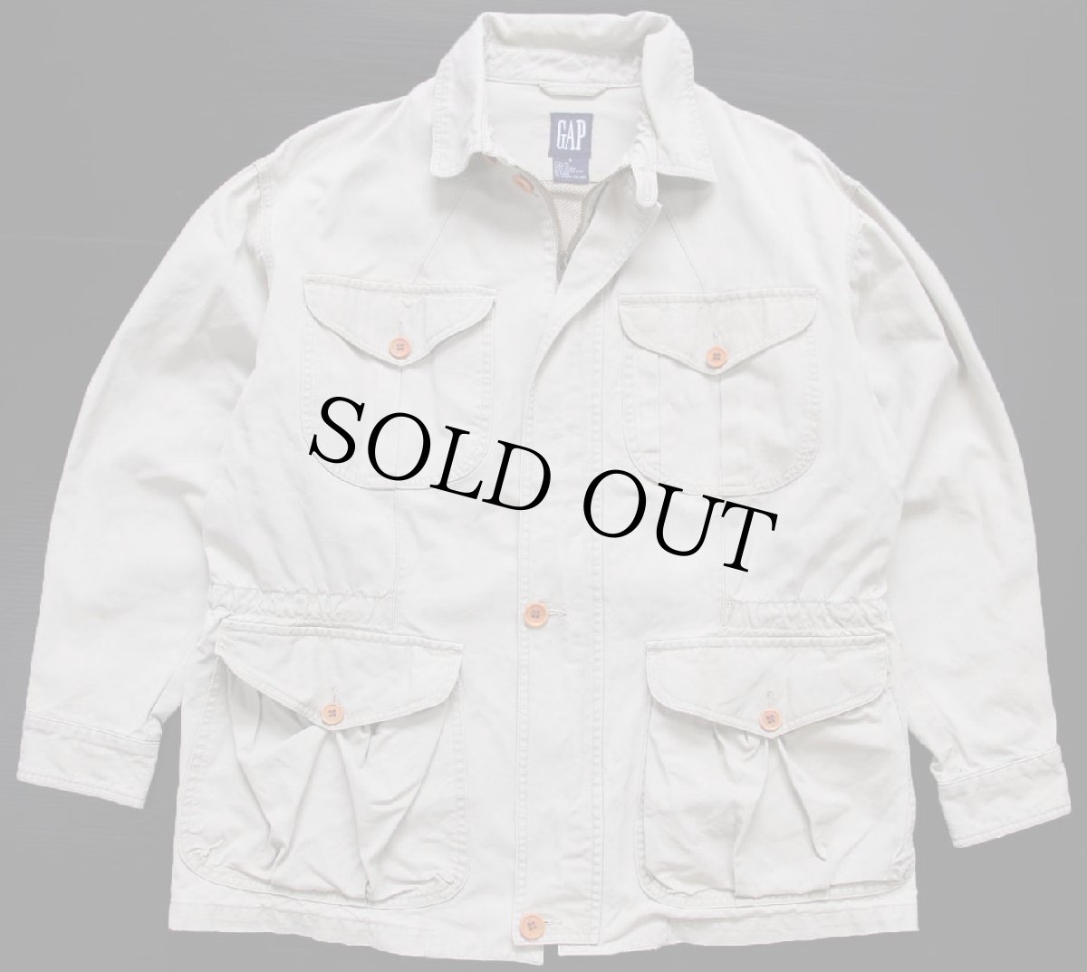 画像1: 90s GAPギャップ チンスト付き コットン サファリジャケット ベージュ (1)