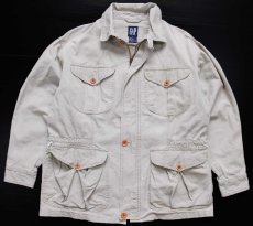 画像1: 90s GAPギャップ チンスト付き コットン サファリジャケット ベージュ (1)