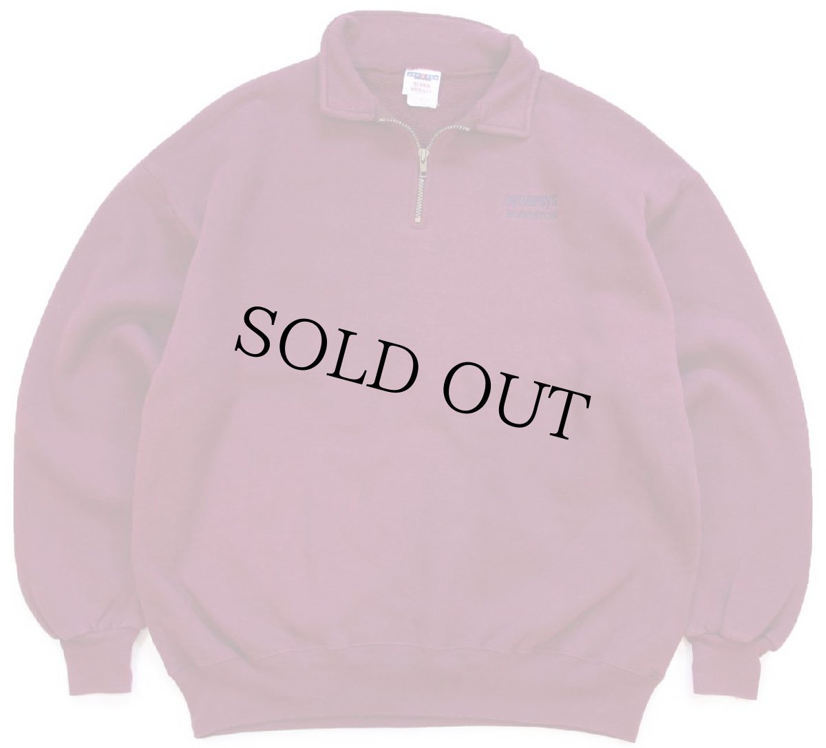 画像1: 90s synopsys BEAVERTON 刺繍 襟付き ハーフジップ スウェット ワインレッド XL (1)