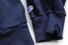 画像6: 90s USA製 Championチャンピオン ワンポイント スクリプト ロゴ刺繍 前V スウェット 紺 フェード L (6)