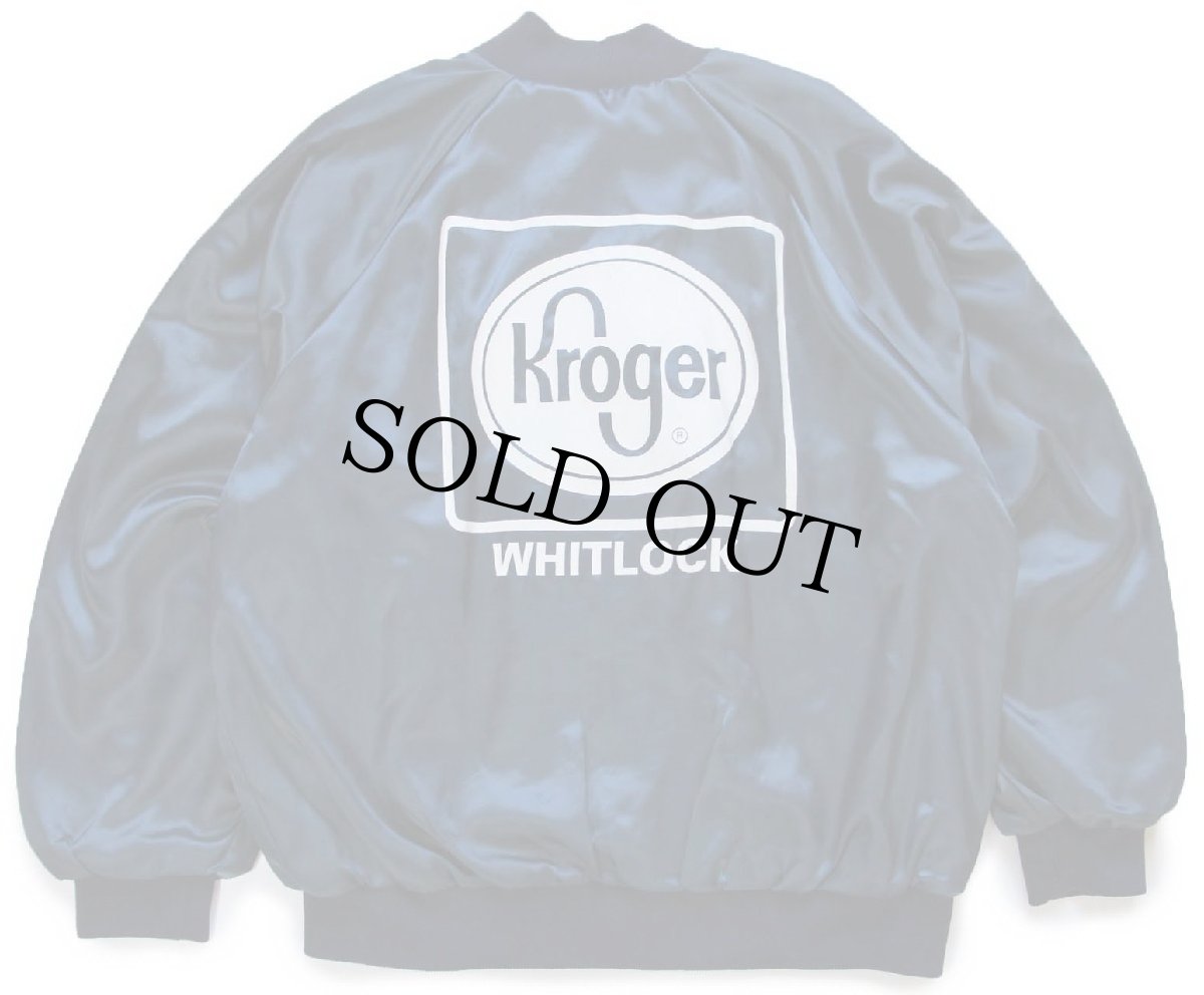 画像1: 80s USA製 AUBURN Kroger WHITLOCK バックプリント ナイロンジャケット 紺 XL (1)