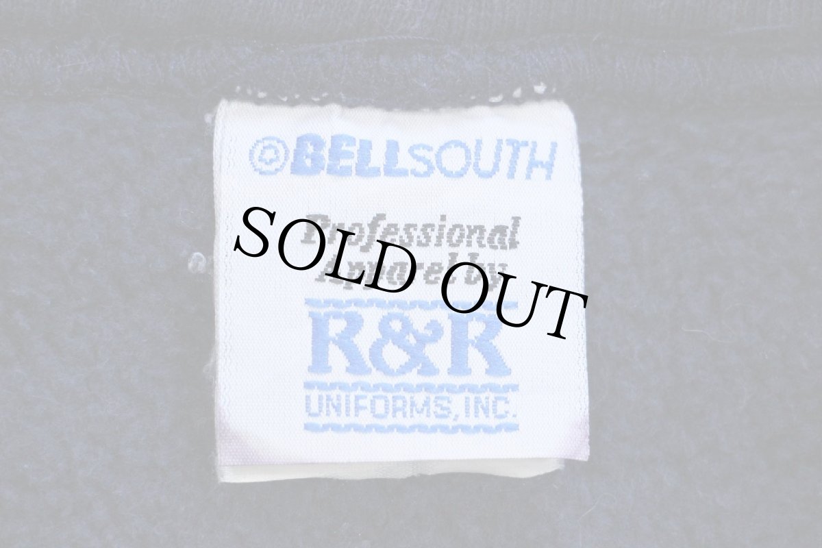 画像4: 90s USA製 BELLSOUTH CWA 刺繍 ハーフジップ リバースウィーブ スウェットパーカー 紺★フーディー (4)