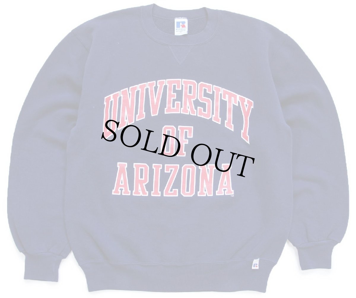 画像1: 90s USA製 RUSSELLラッセル UNIVERSITY OF ARIZONA 前V スウェット 紺 M (1)