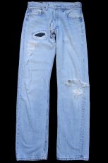 画像2: 90s USA製 Levi'sリーバイス 501 ダメージ&パッチワーク デニムパンツ W31 L32 (2)