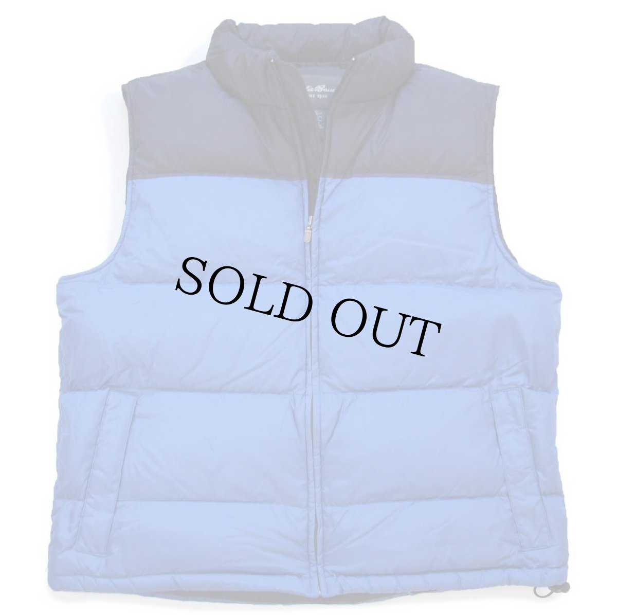 画像1: 00s EddieBauerエディーバウアー ツートン 切り替え ナイロン ダウンベスト 青×紺 XL-T (1)