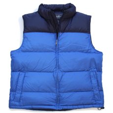 画像1: 00s EddieBauerエディーバウアー ツートン 切り替え ナイロン ダウンベスト 青×紺 XL-T (1)