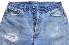 画像4: 80s USA製 Levi'sリーバイス 501 ダメージ&ペンキ飛び デニムパンツ W33 L34 (4)
