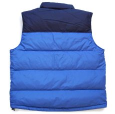 画像2: 00s EddieBauerエディーバウアー ツートン 切り替え ナイロン ダウンベスト 青×紺 XL-T (2)