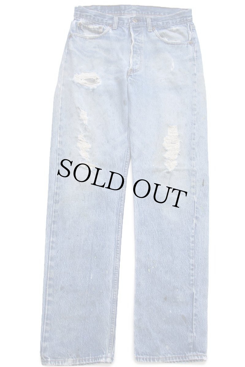画像2: 80s USA製 Levi'sリーバイス 501 ダメージ&ペンキ飛び デニムパンツ W33 L34 (2)