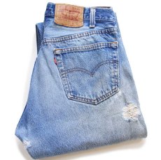 画像1: 80s USA製 Levi'sリーバイス 501 ダメージ&ペンキ飛び デニムパンツ W33 L34 (1)
