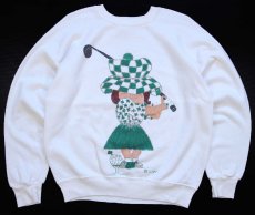 画像1: 80s USA製 ゴルフ ガール ハンドペイント アート スウェット アイボリー M (1)