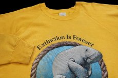画像3: 80s USA製 Extinction Is Forever Florida's Manatee マナティ アート スウェット 濃黄 XL (3)