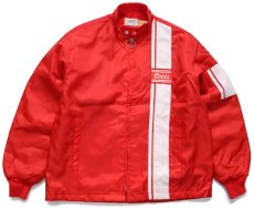 画像1: 70s USA製 Swingster Coors パッチ付き スタンドカラー ボアライナー ナイロン レーシングジャケット 赤 L (1)