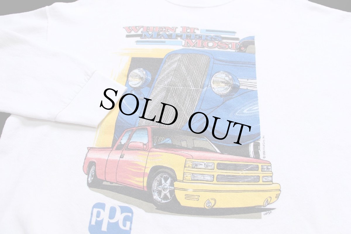 画像3: 90s USA製 HOTROD CHEVROLETシボレー C1500 ピックアップ トラック PPG スウェット 白 XL (3)