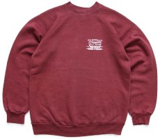 画像1: 80s イタリア製 Levi'sリーバイス ツーホース ロゴ フロッキープリント スウェット バーガンディ★ユーロ (1)