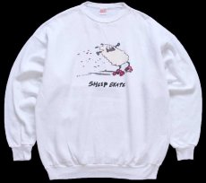 画像1: 80s カナダ製 SHEEP SKATE イラスト スウェット 白 XL (1)