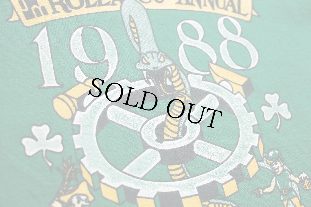 画像4: 80s USA製 RUSSELLラッセル ROLLA 80TH ANNUAL 1988 ST.PAT'S クローバー 前V スウェット 緑 XL (4)