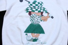 画像4: 80s USA製 ゴルフ ガール ハンドペイント アート スウェット アイボリー M (4)