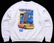 画像1: 90s USA製 HOTROD CHEVROLETシボレー C1500 ピックアップ トラック PPG スウェット 白 XL (1)