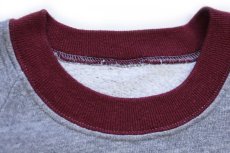 画像5: 80s Ski Bound ラビット スキー イラスト 蛍光プリント ツートン切り替え スウェット 杢グレー×バーガンディ (5)