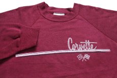 画像3: 80s USA製 Corvette コルベット チェッカーフラッグ スウェット ワインレッド XL (3)