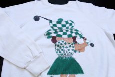 画像3: 80s USA製 ゴルフ ガール ハンドペイント アート スウェット アイボリー M (3)