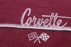 画像4: 80s USA製 Corvette コルベット チェッカーフラッグ スウェット ワインレッド XL (4)