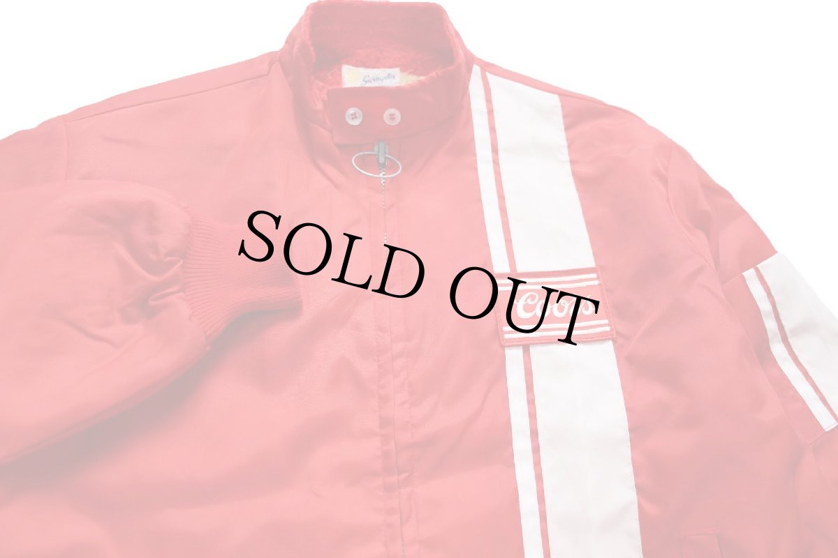 画像3: 70s USA製 Swingster Coors パッチ付き スタンドカラー ボアライナー ナイロン レーシングジャケット 赤 L (3)