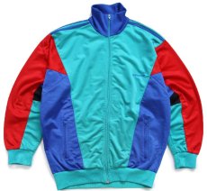 画像2: 90s adidasアディダス マルチカラー ハイネック ドルマンスリーブ トラックジャケット&パンツ セットアップ L★ジャージ (2)